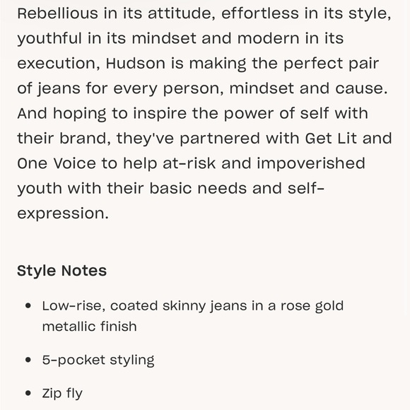 💖HUDSON METALLIC COATED NICO SKINNY JEANS ROSE GOLD 33💖 - Picture 10 of 11